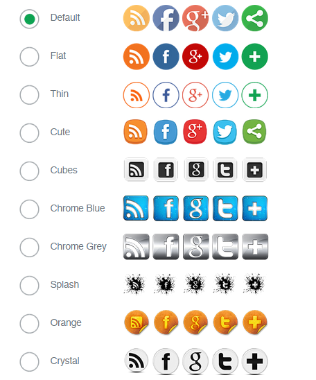 Social media icons in different styles