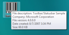 Tooltip that appears over a file on the desktop and provides a detailed information about the file.