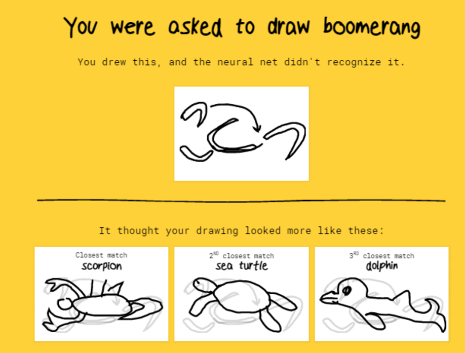 My boomerang looks like a dolphin. Given the fact I drew it after a colorful Friday evening, that’s a compliment.