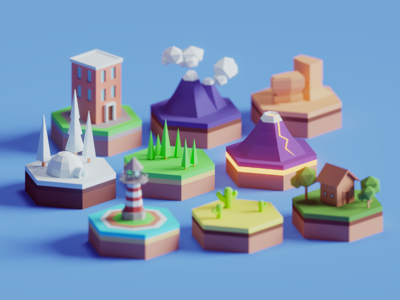 low poly environment illustration