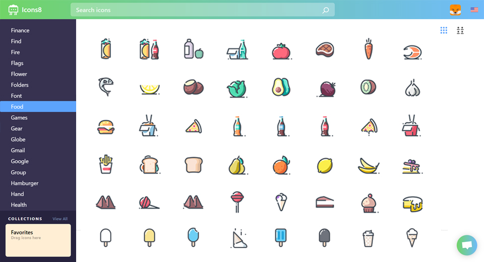 food icons icons8 design