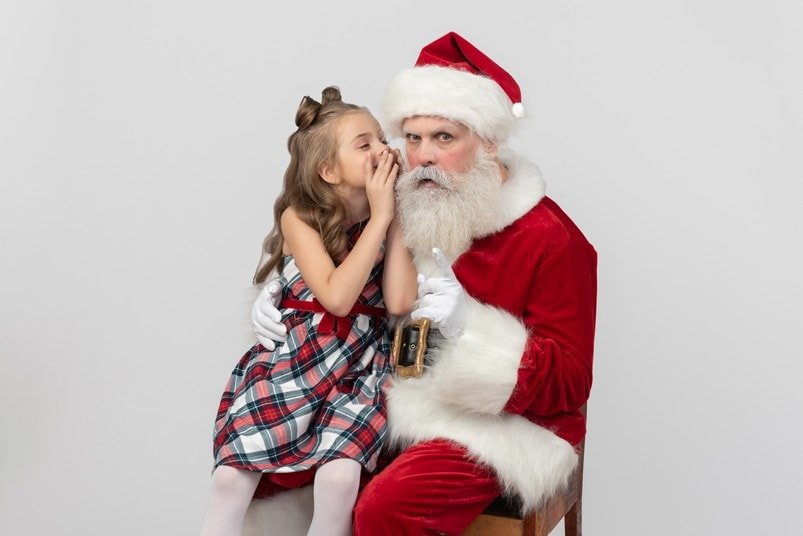 Girl telling her wish to Santa