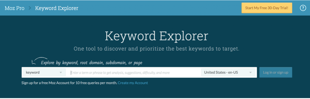 keyword explorer tools website content
