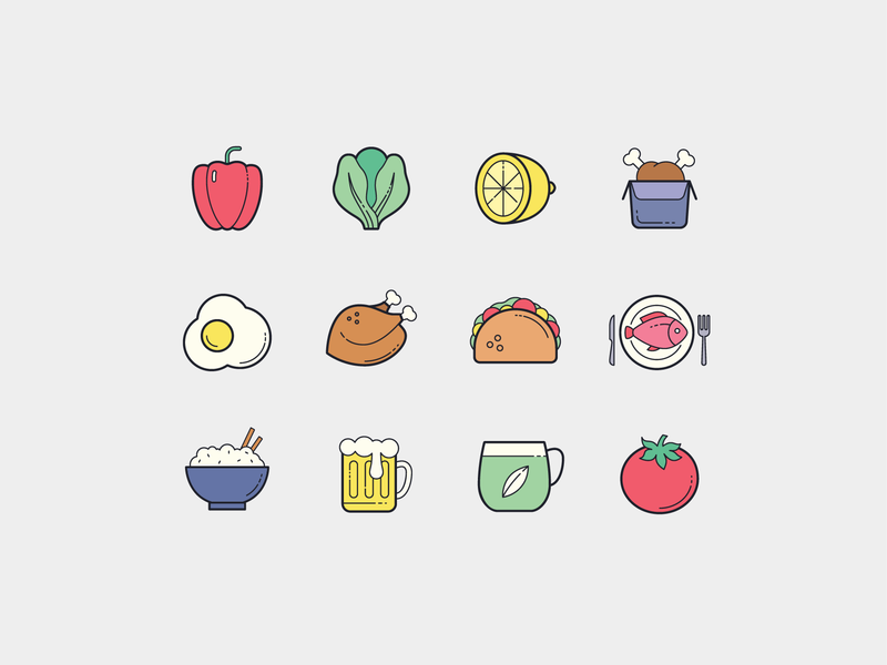 color hand drawn icons