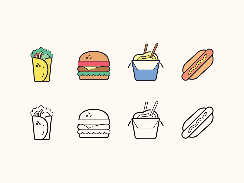 hand drawn icons fast food