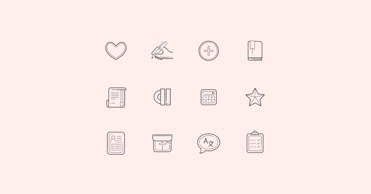 hand-drawn education clipart icons