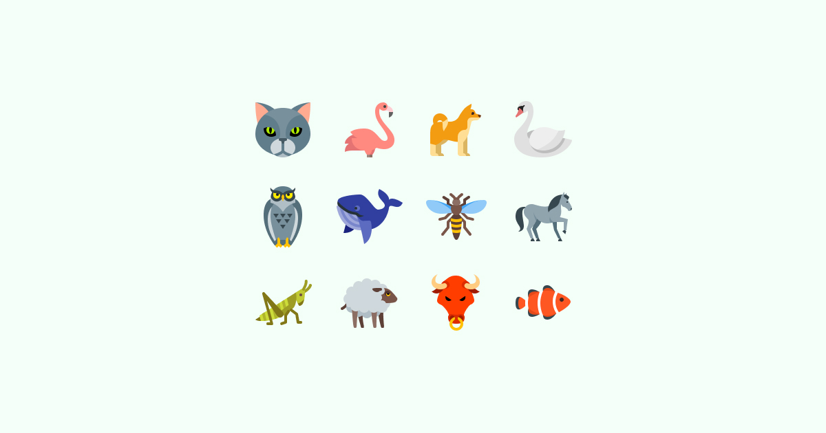 color animal clipart icons