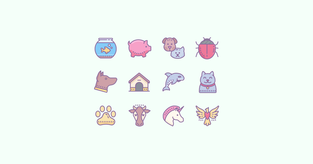 cute-color animal clipart icons