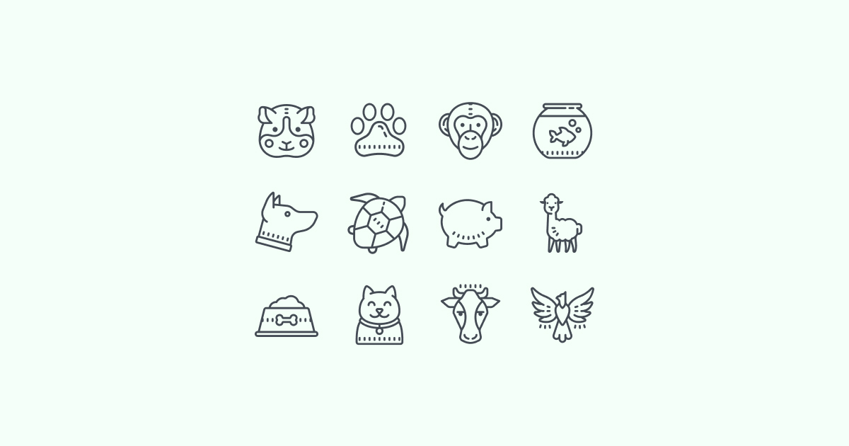 cute-outline animal clipart icons
