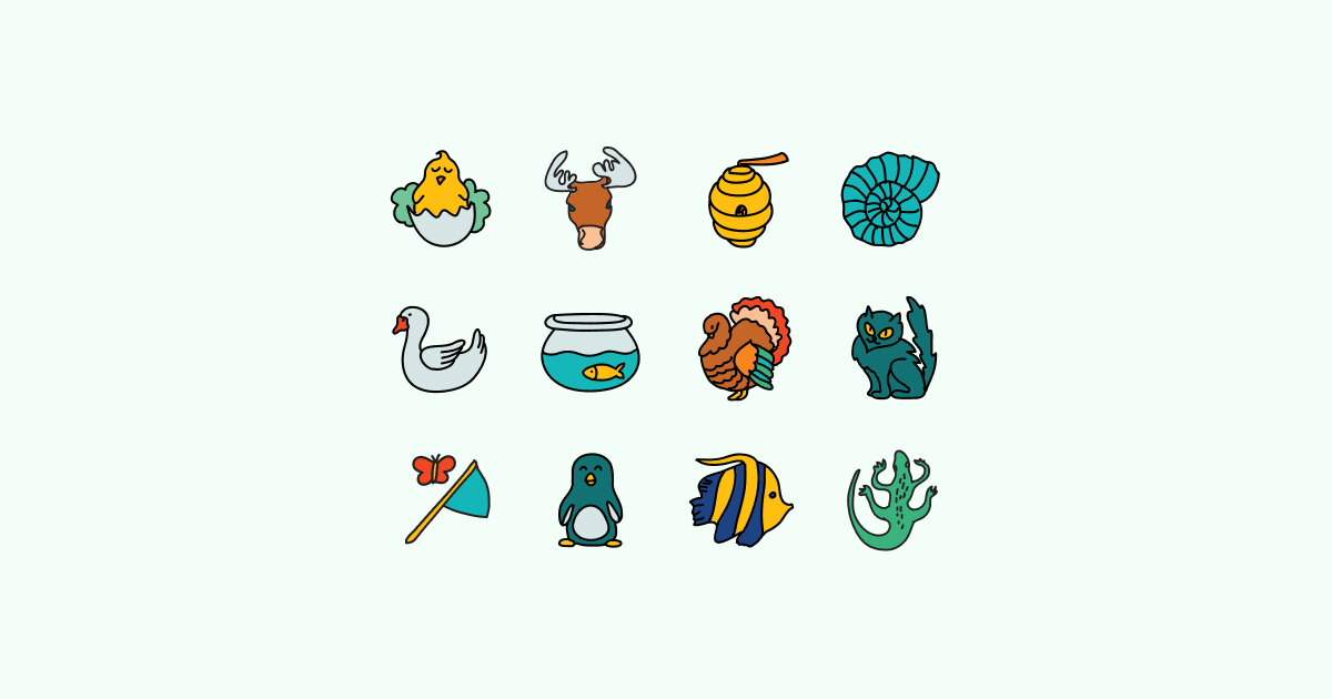 doodle animal clipart icons