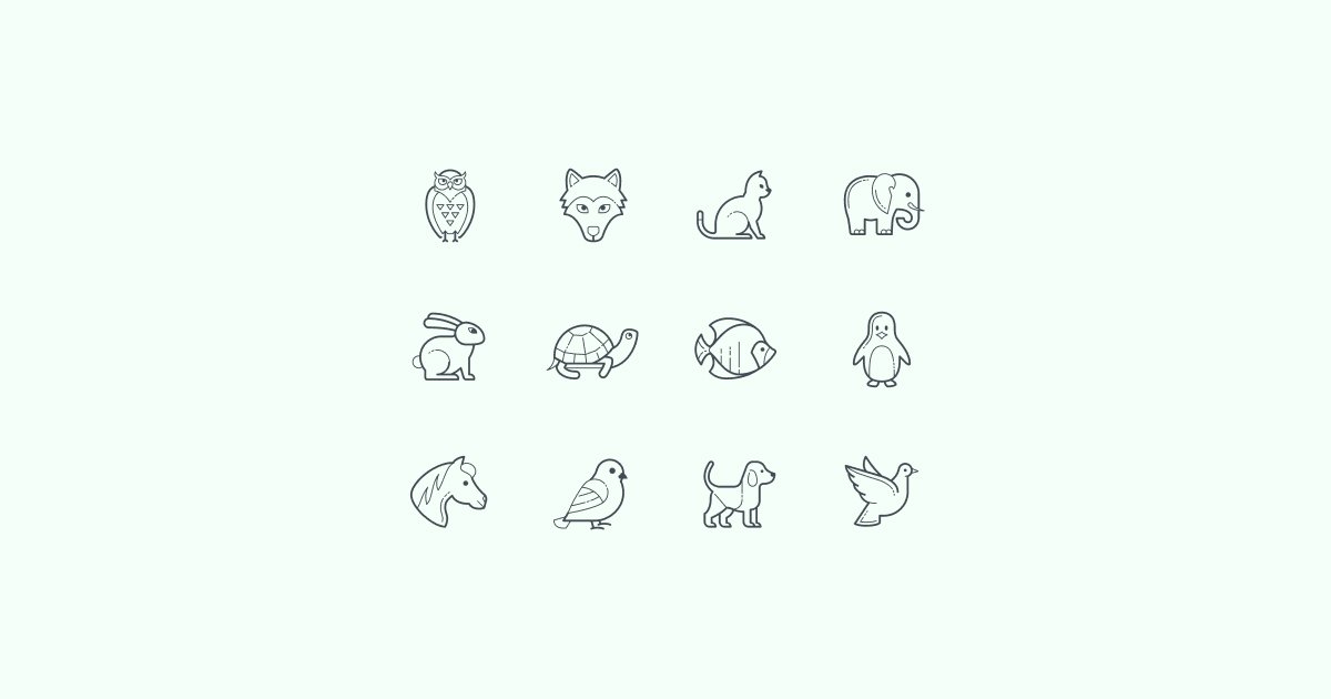 hand-drawn animal clipart icons