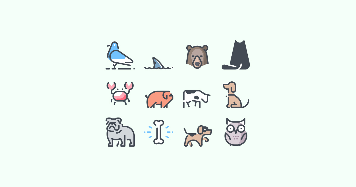pastel animal clipart icons