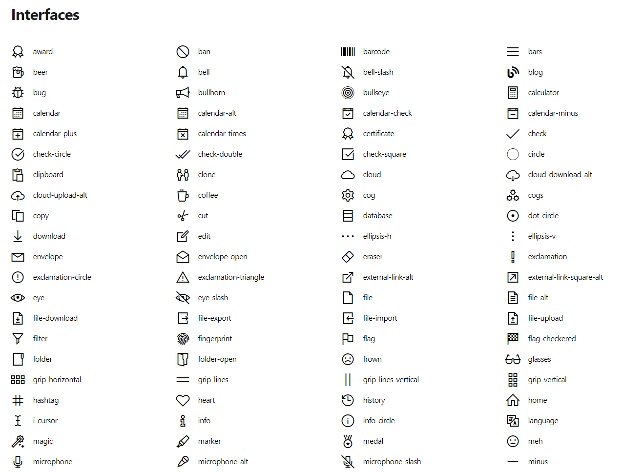 free outline interface icons
