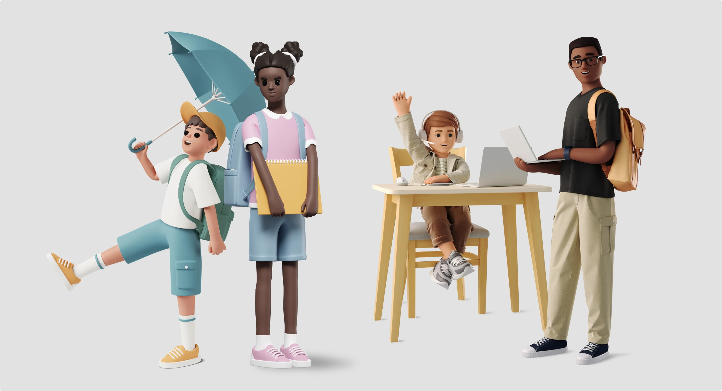 3D education people illustrations