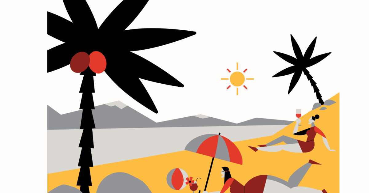 Sunkissed: a collection of refreshing summer illustrations: Resort in Burgundy style
