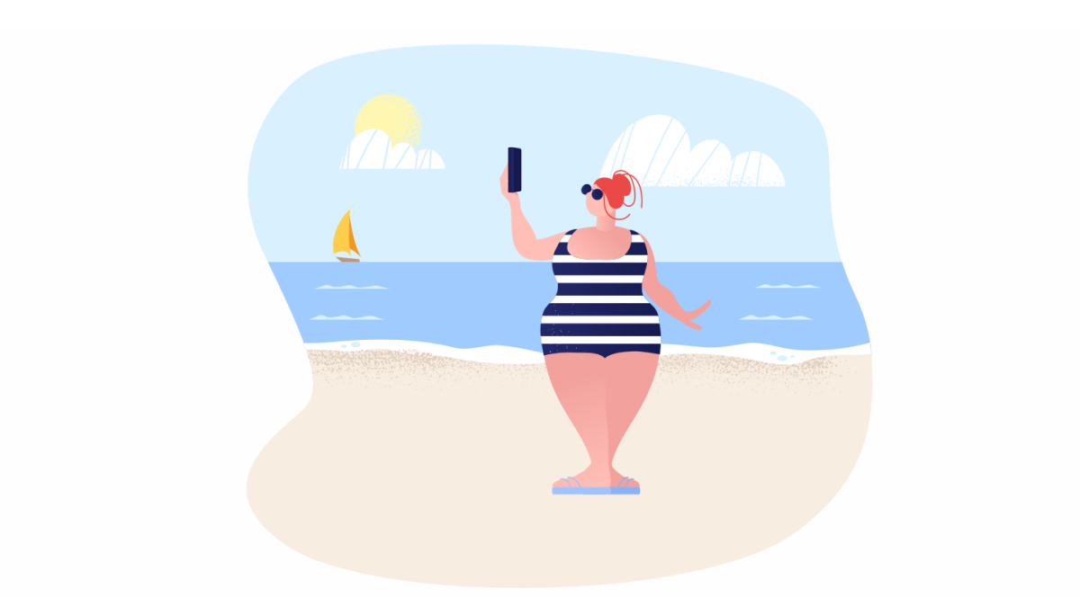 Sunkissed: a collection of refreshing summer illustrations:Sunbathing with the phone in Clip style