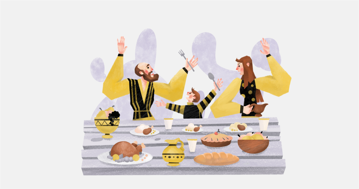 Happily Ever After: a collection of illustrations, icons and photos for Parents’ Day: Family dinner in Family style