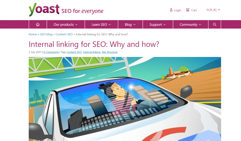What SEO metrics a UX designer should focus on: A Yoast article titled “internal linking for SEO: How and why?