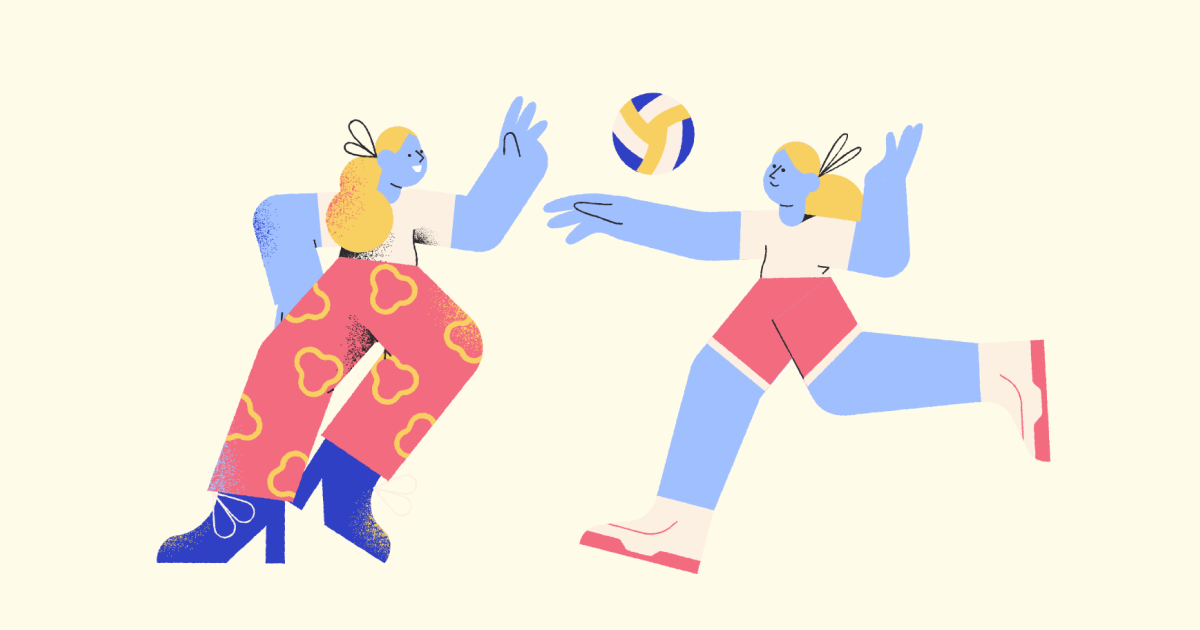 Friends Only: a special collection of Friendship Day images: Volleyball with a friend illustration Pablo style