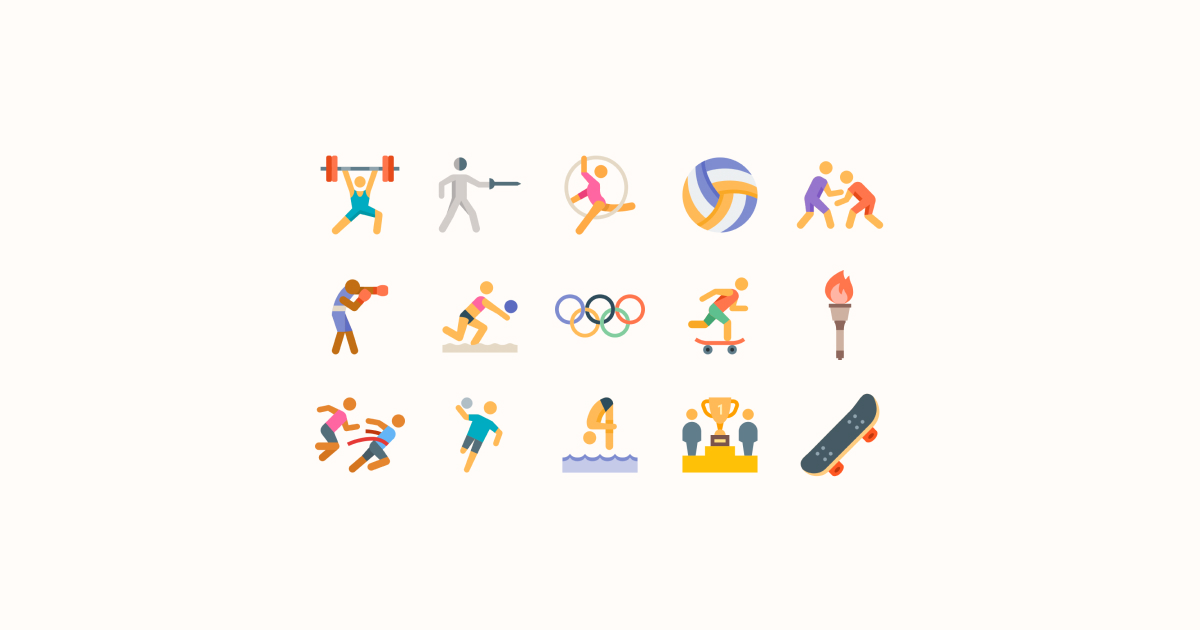 Tokyo Olympics Ultimate Graphic Bundle: mascots, logos & flags: icons set  on light yellow background