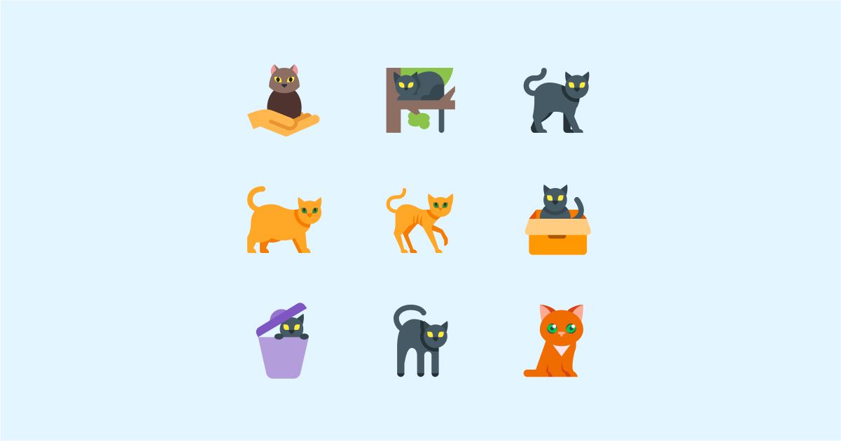 Catgratulations: special collection of frisky graphics for International Cat Day: Color style cats