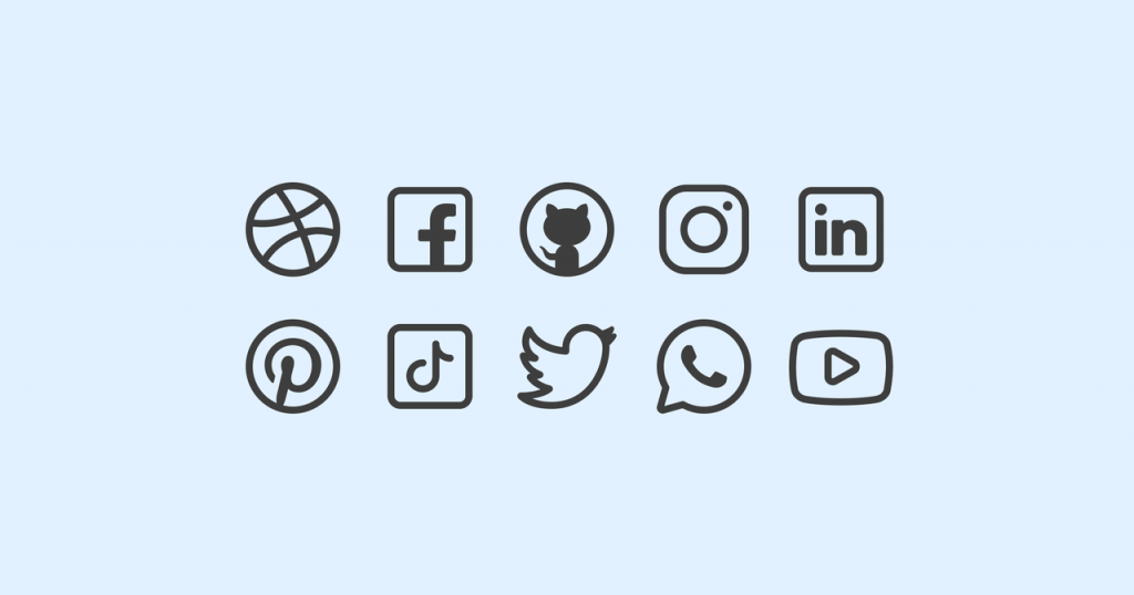 Social media icons in Fluency Systems regular style