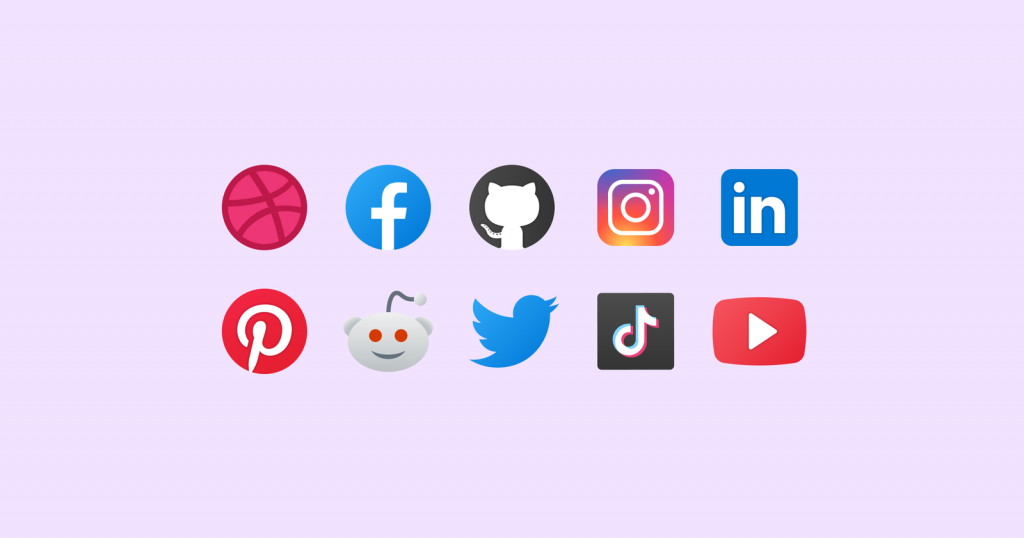 Bright social media logos in Fluency style