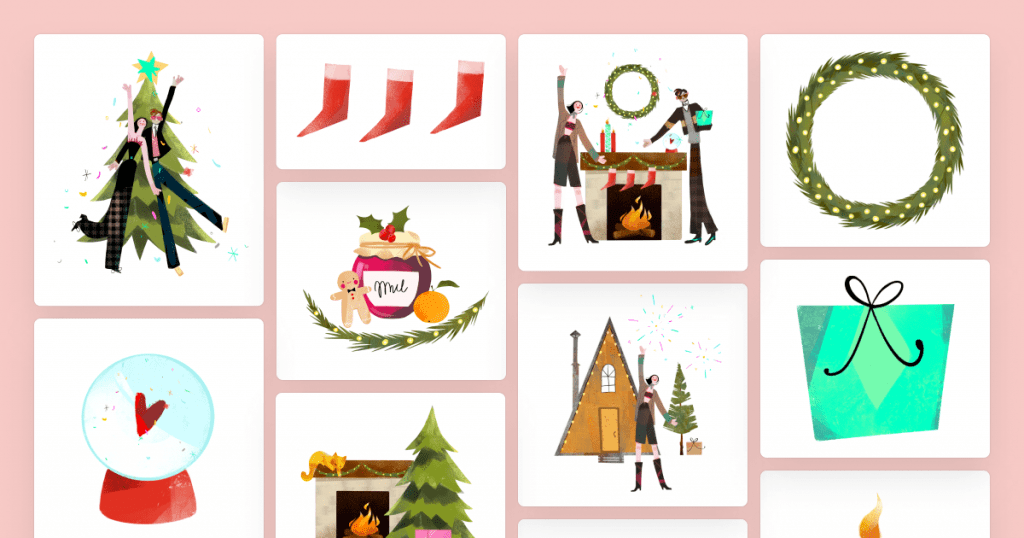 A set of Christmas illustrations in Fabulous style
