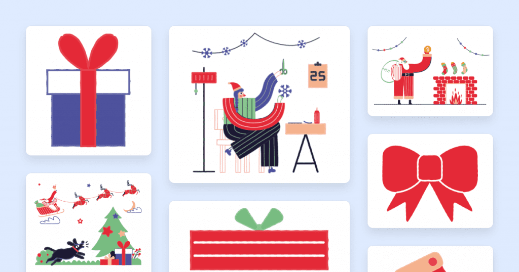 Christmas illustrations in Stripy style