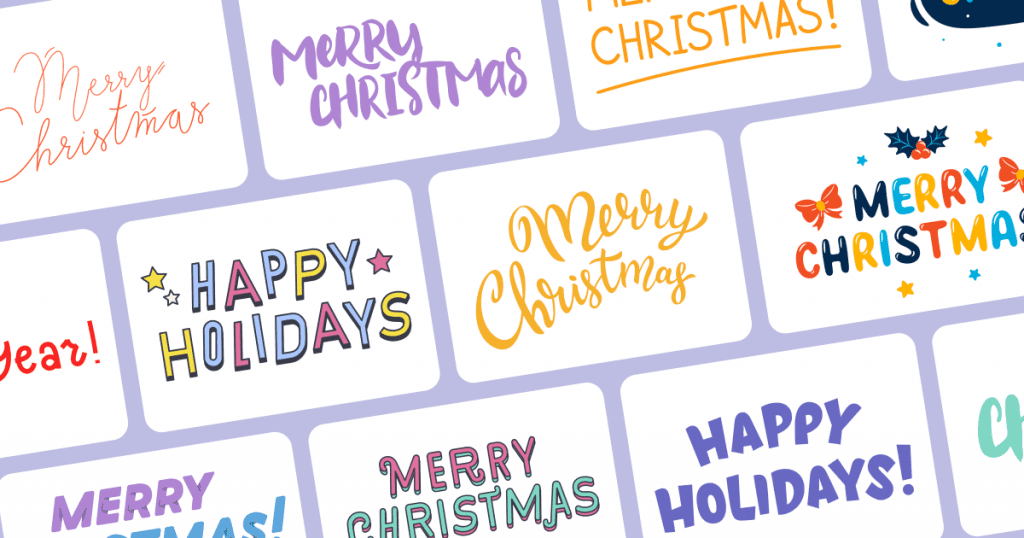 Christmas lettering in 9 different styles