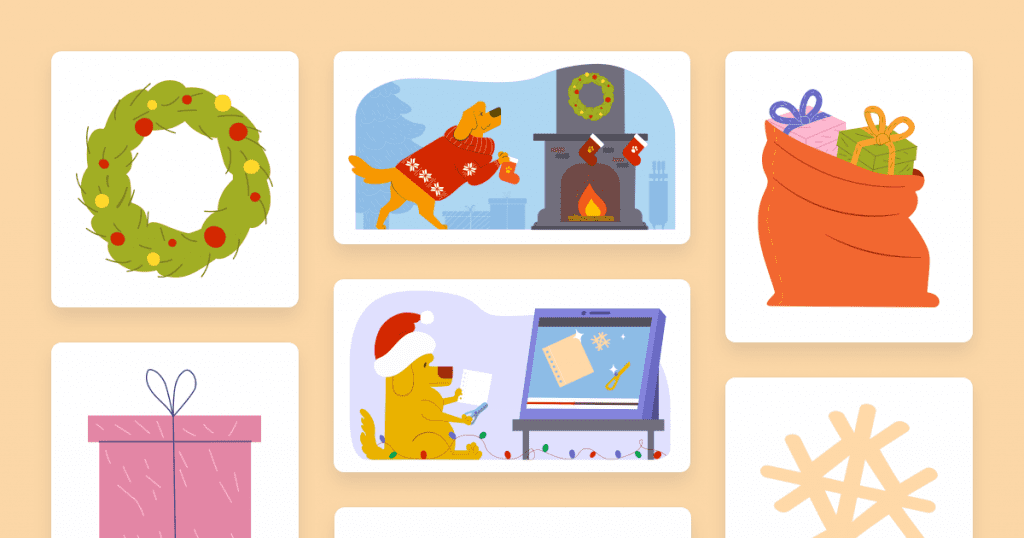 Fluffy & festive illustrations in Woof style