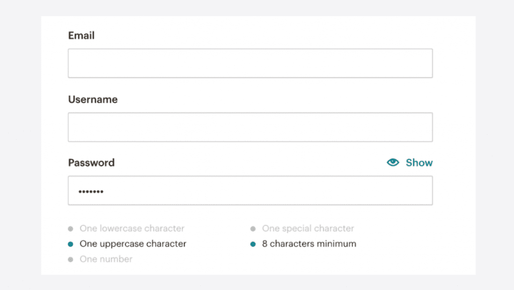 Скриншот формы регистрации Mailchimp.