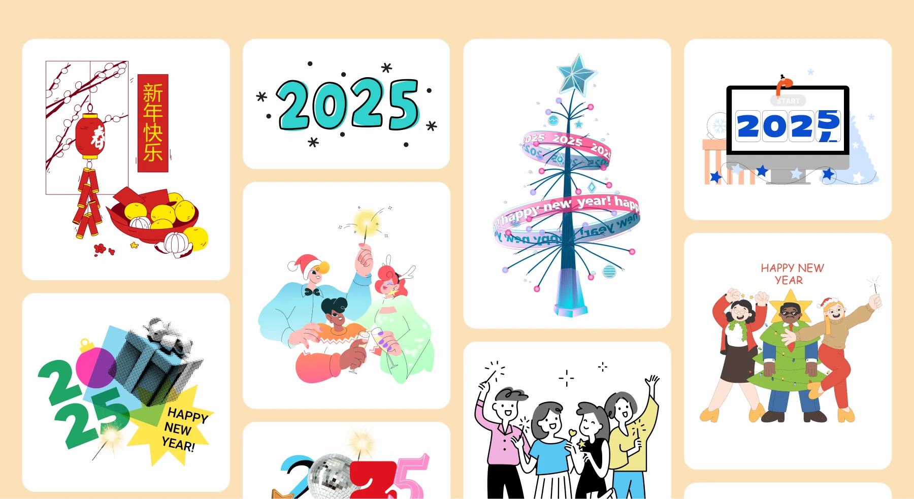 happy new year 2025 clipart