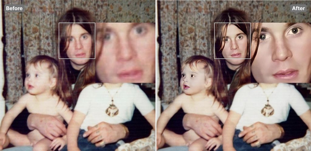 Photo of Ozzy Osborne and kids enlarged by Smart Upscaler
