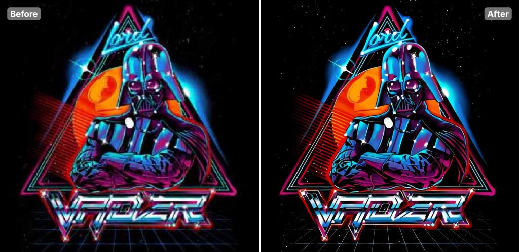 Star wars art before and after upscaling