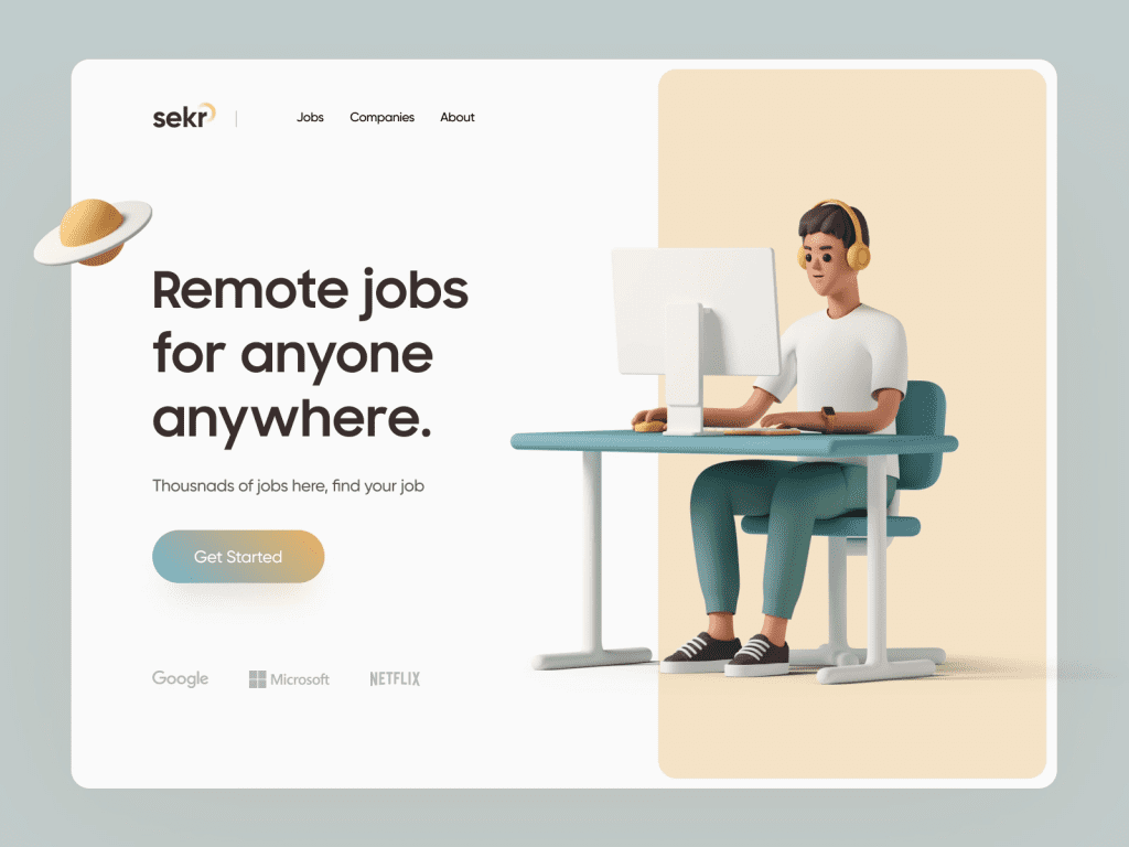 Remote job website concept