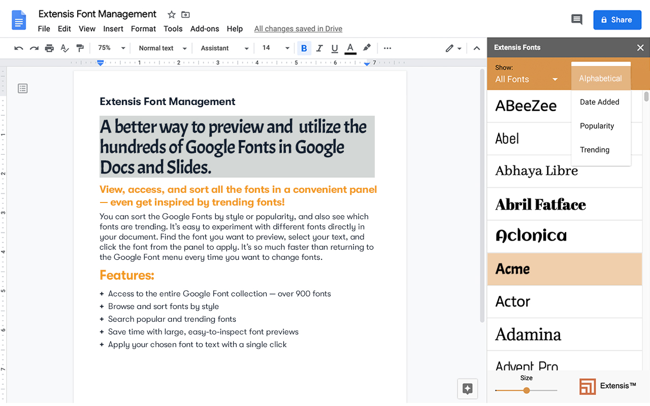 extensis fonts google slides add on