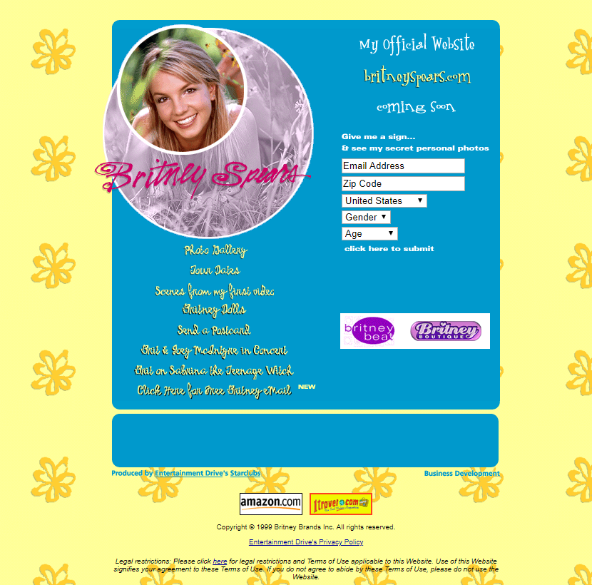 Britney Spears's homepage