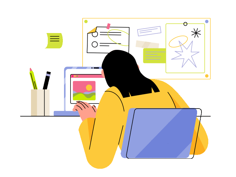 Girl working at home by Icons8