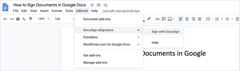 docusign google docs add-on