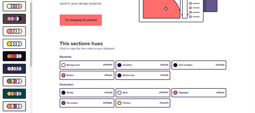 Screenshot of happy hues