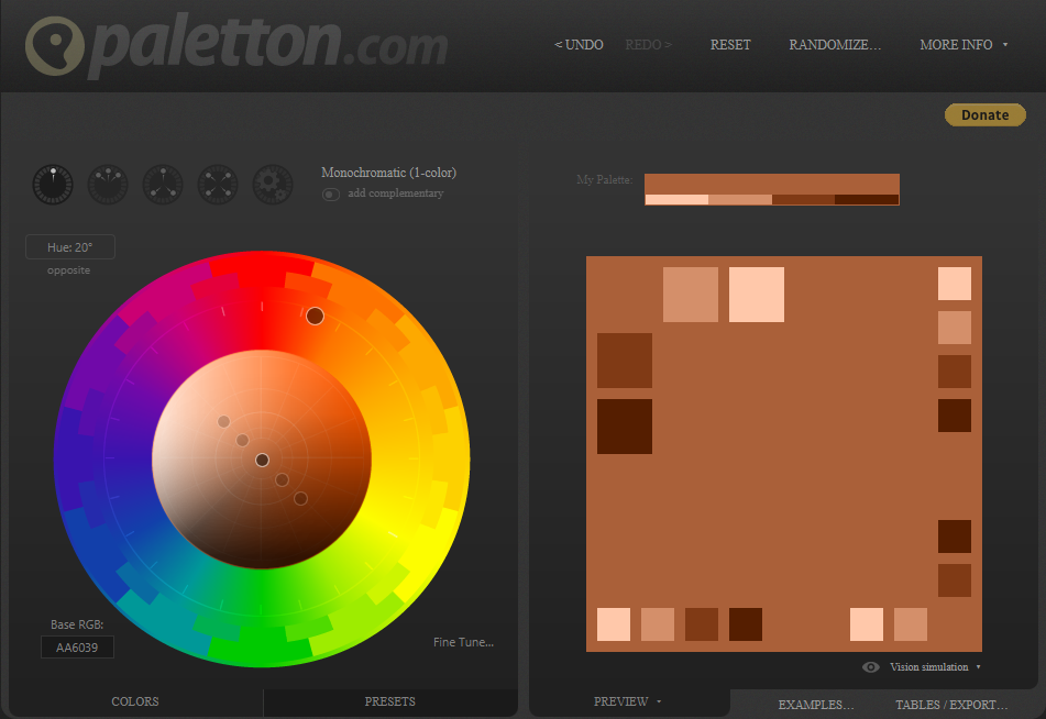 Screenshot of paletton