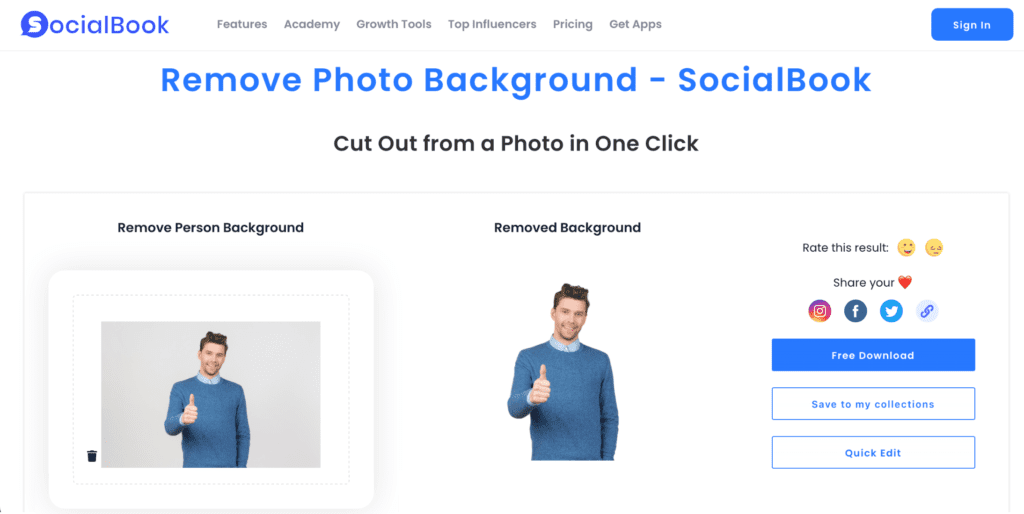 SocialBook background remover