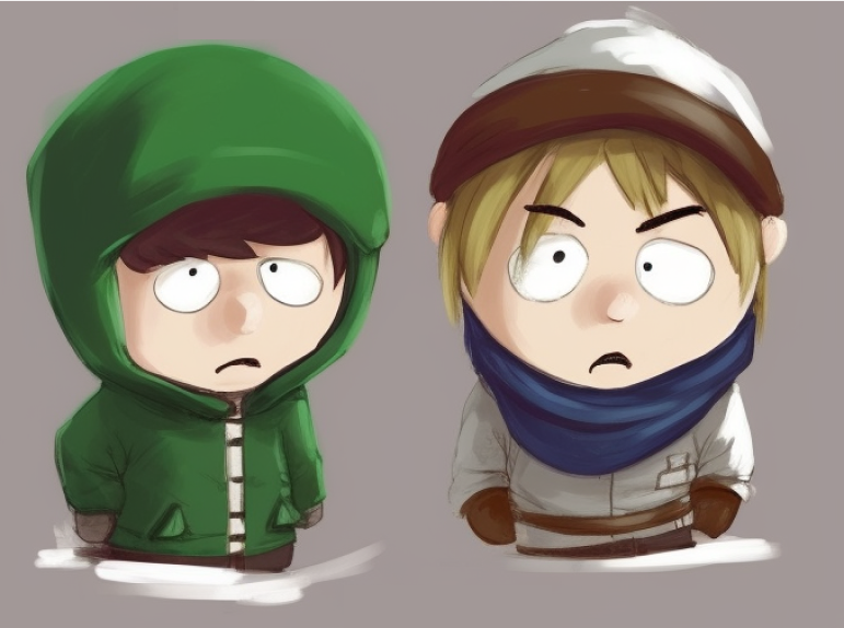 South Park characters Midjourney Prompt 