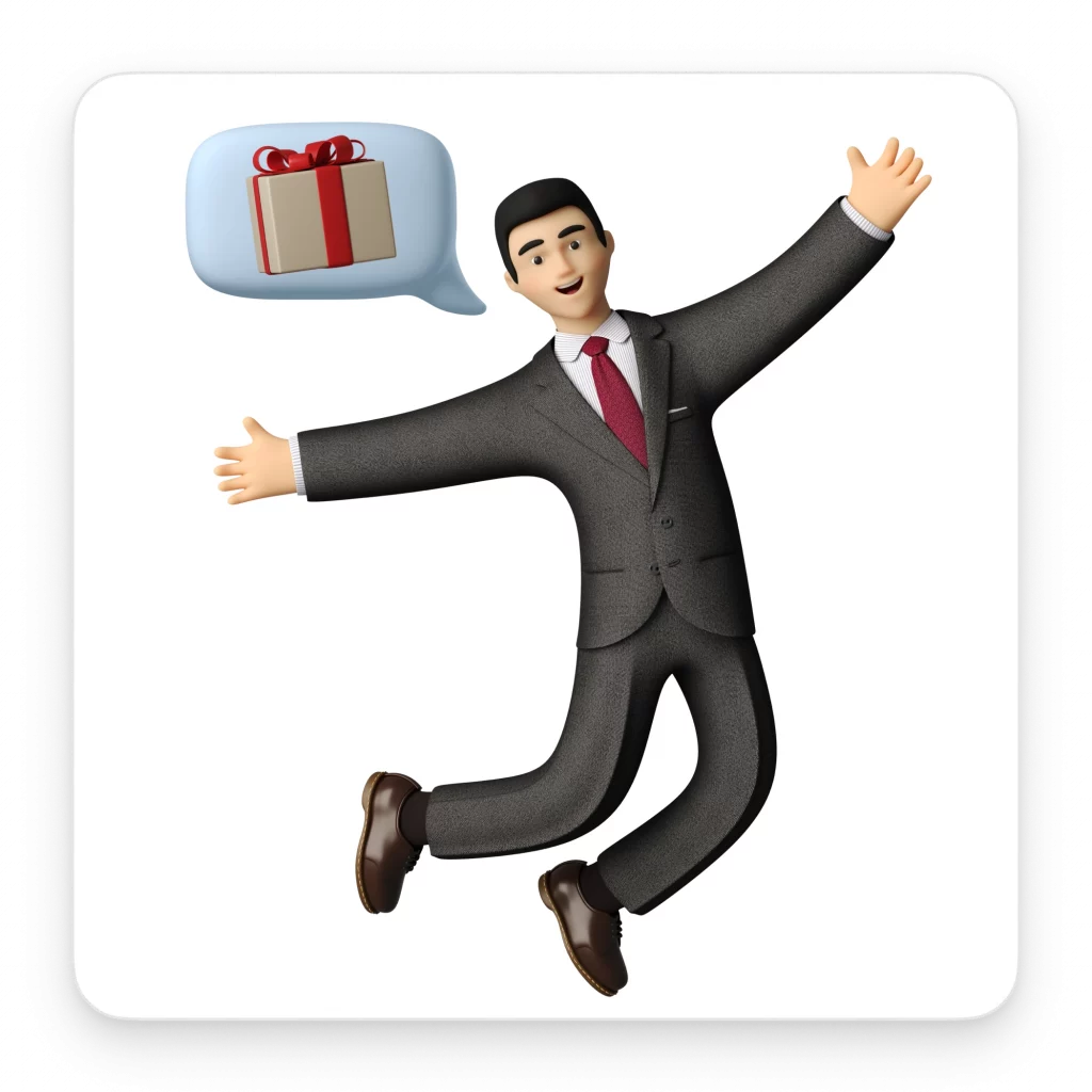 3d illustration of a businessman excited about holiday season