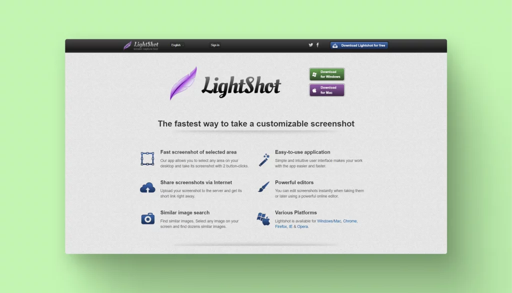 lightshot main page