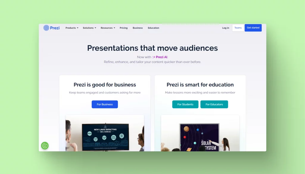 prezi main page