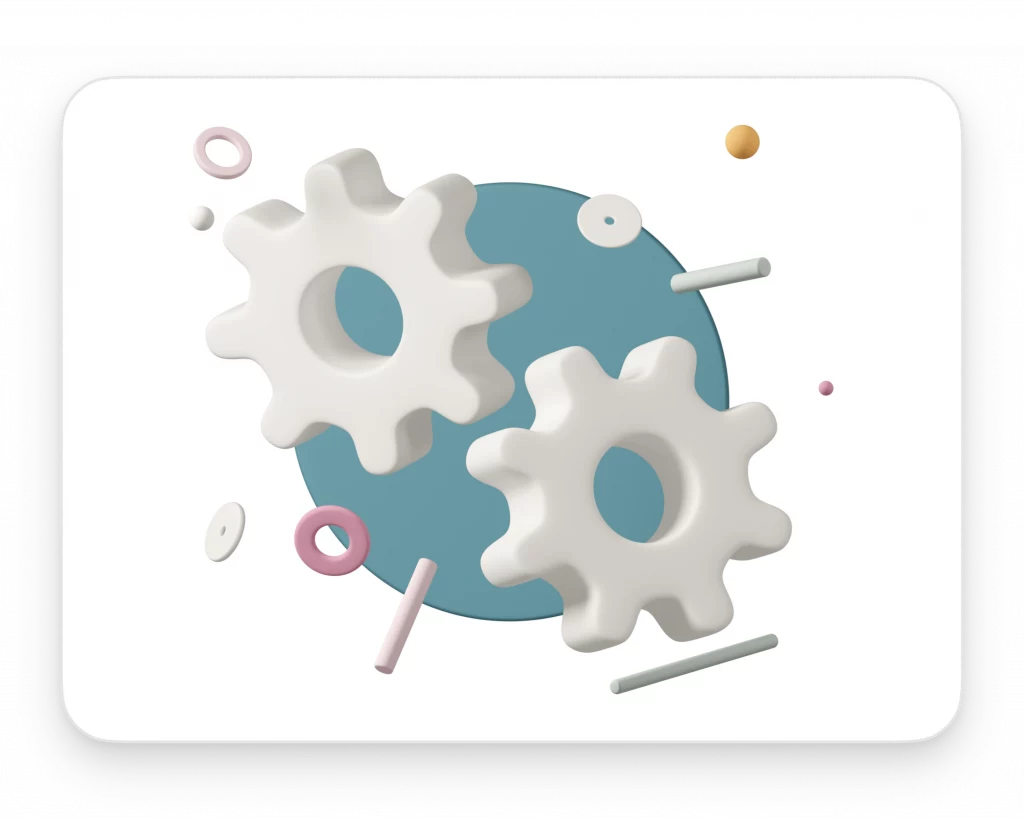 3D Cogwheels and gears representing settings
