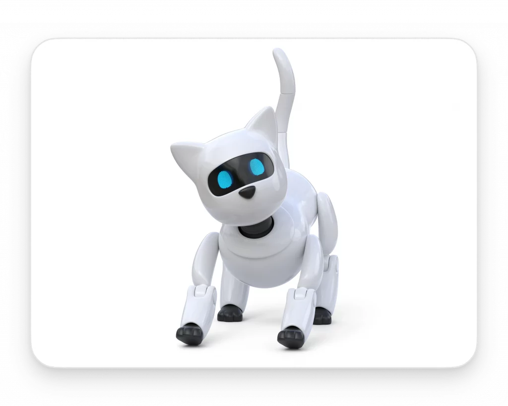 3D front view of robot cat playing
