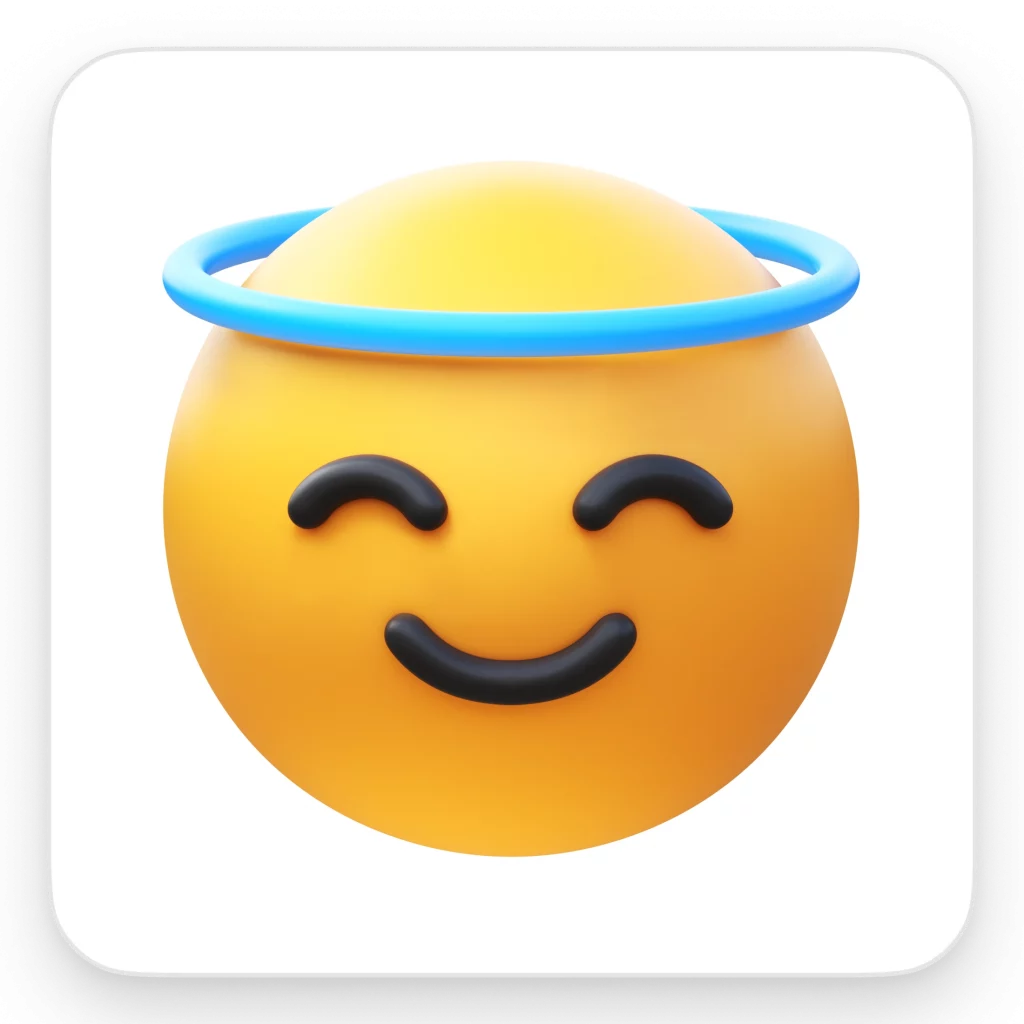 3D smiling emoji with halo
